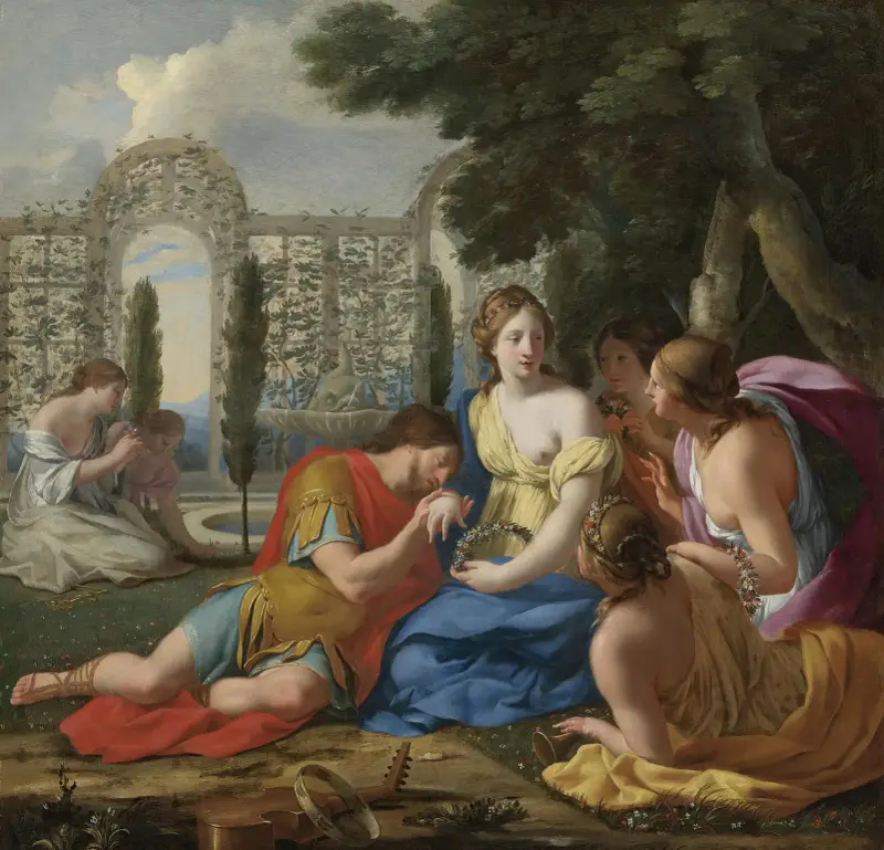 Polyphilus And Polia Accompanied By Nymphs On Island Of Cythera av Eustache Le Sueur