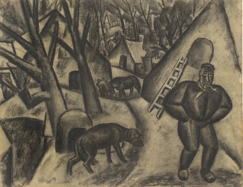 Bonde med hund av Leo Gestel