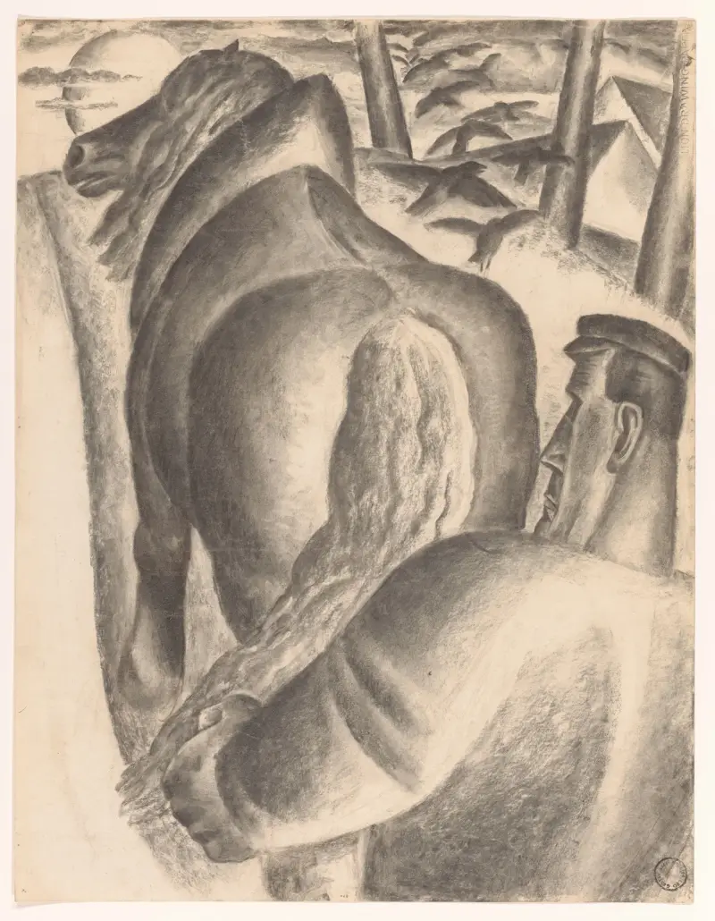 Bonde med plog av Leo Gestel