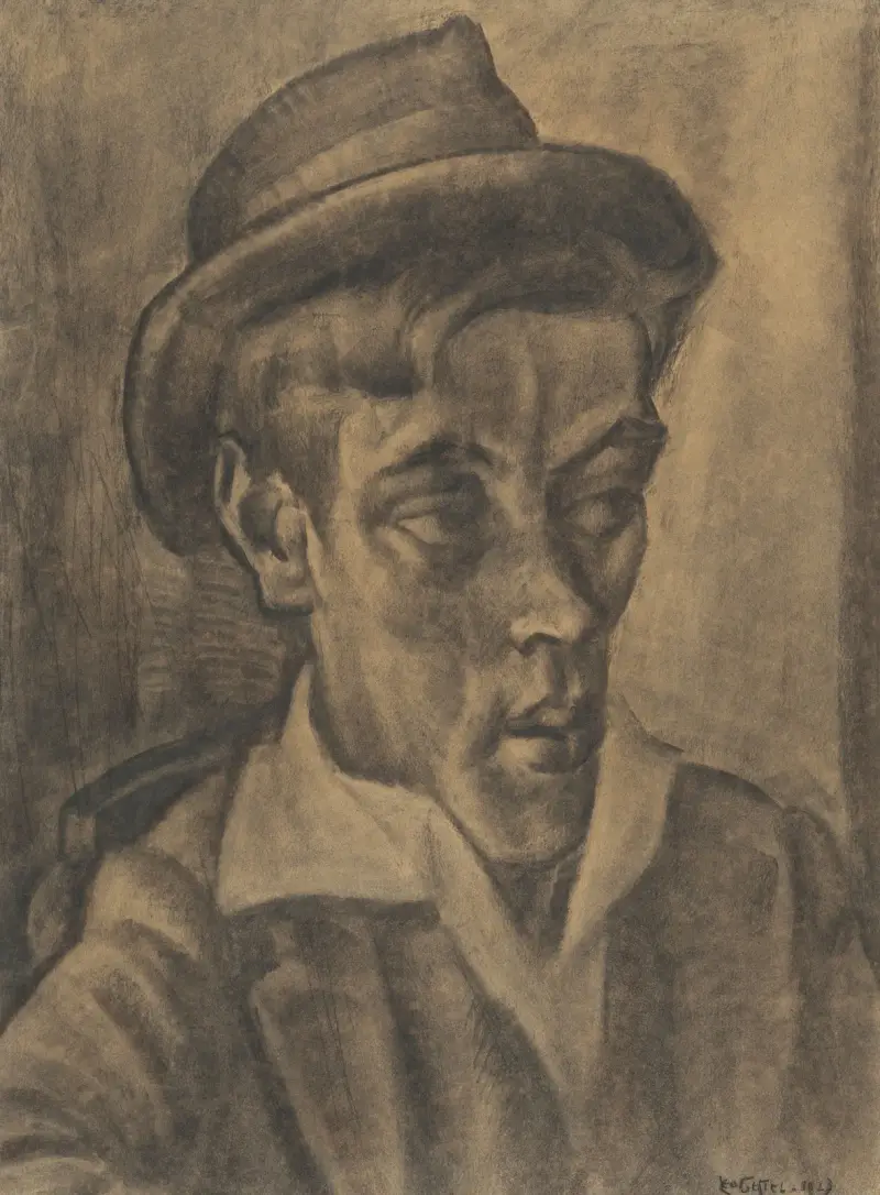 Byst av man med hatt av Leo Gestel