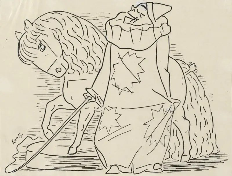 Clown med hästnummer av Leo Gestel