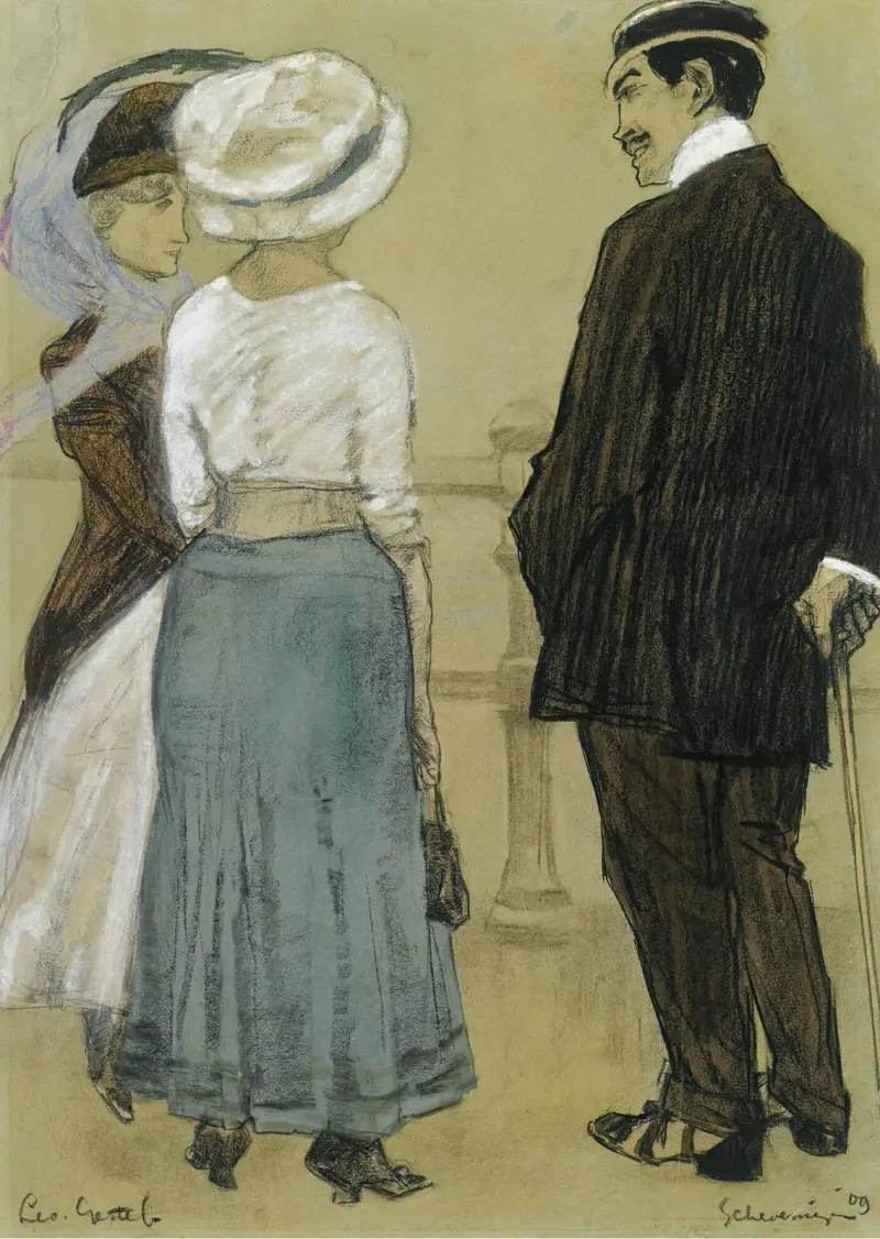 Samtal på boulevarden, Scheveningen av Leo Gestel