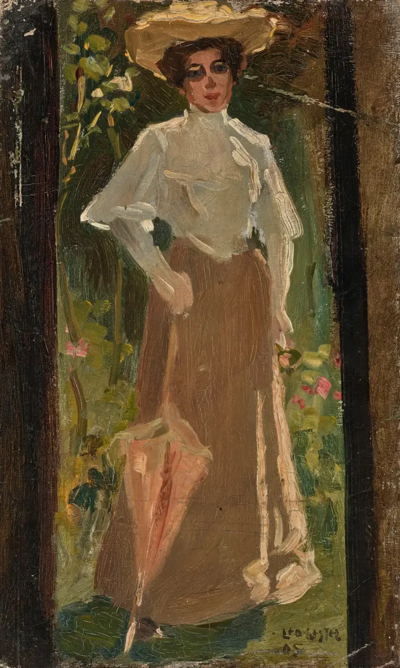 Dame med parasoll av Leo Gestel