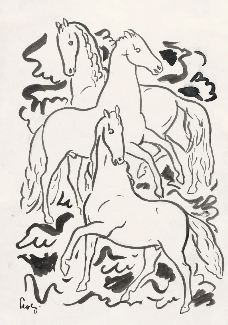 Tre hästar av Leo Gestel
