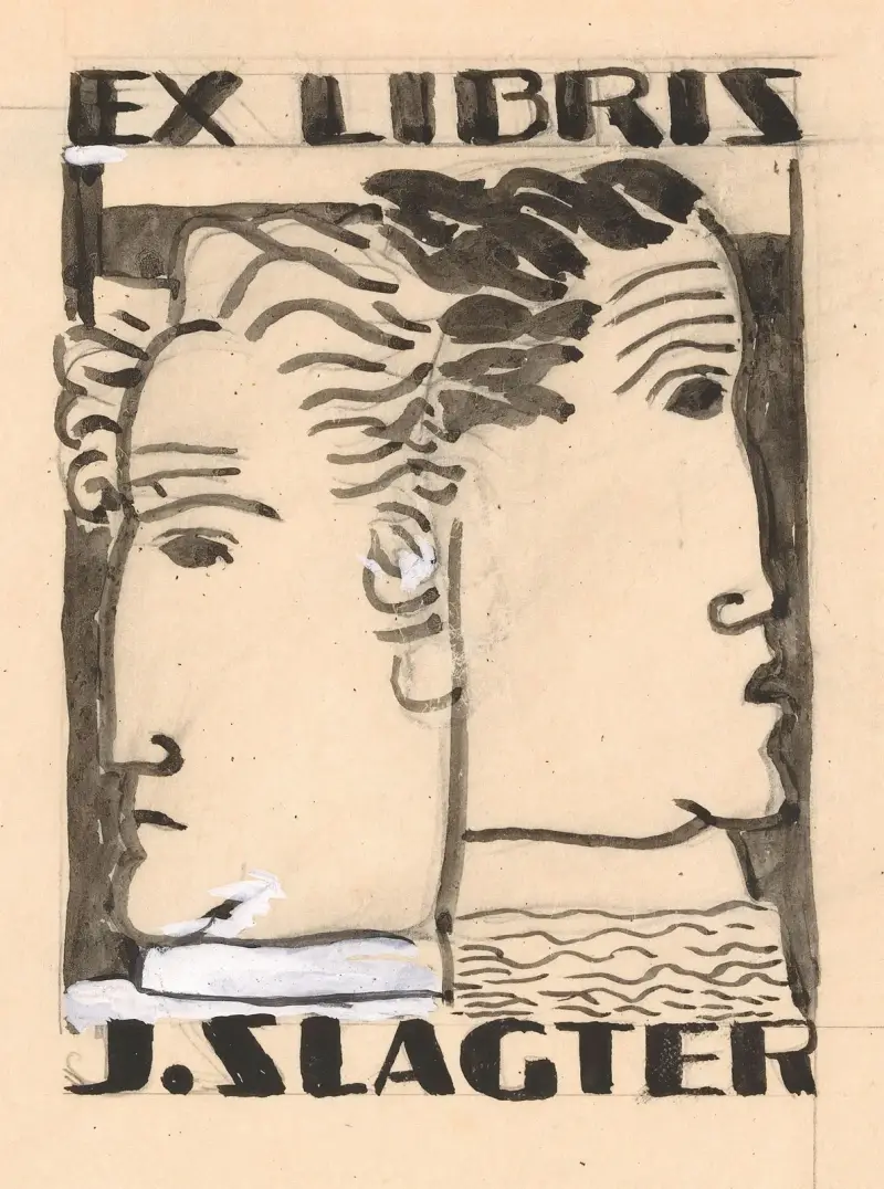 Ex libris för J. Slagter (design) av Leo Gestel