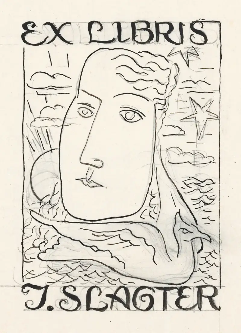 Ex libris voor J. Slagter (ontwerp) av Leo Gestel