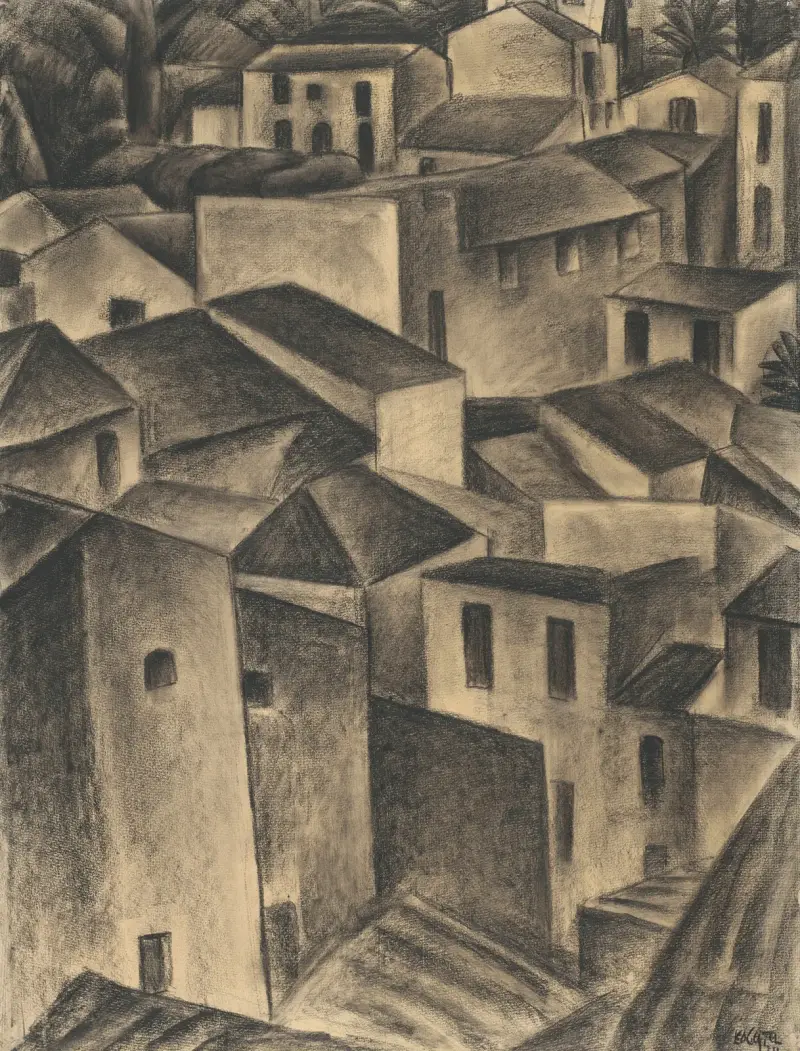 Vy i en italiensk by av Leo Gestel
