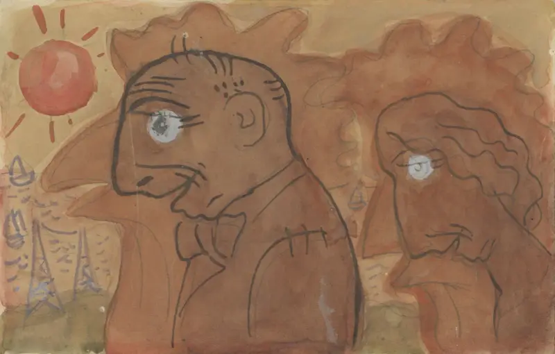 Karikatyrd av Leo Gestel och hans fru av Leo Gestel