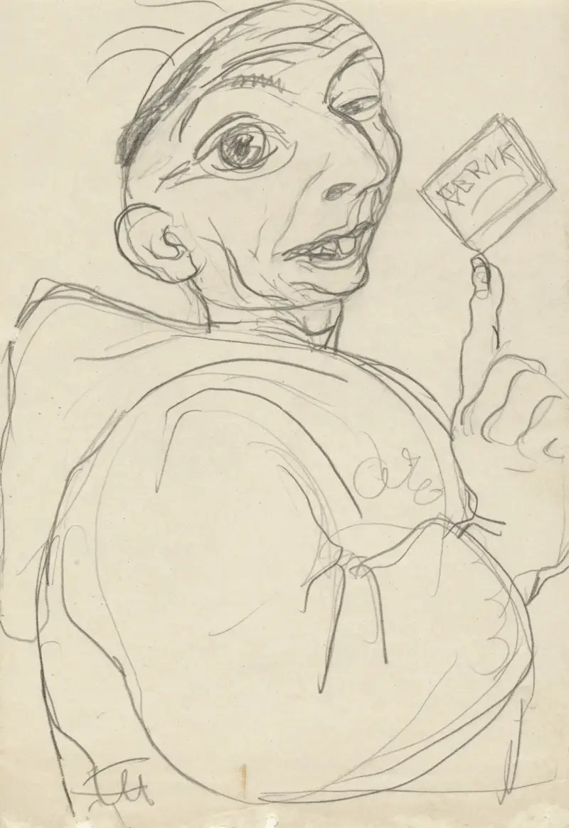 Karikatur von Leo Gestel auf seinem Krankenbett – Nr. 3 von Leo Gestel
