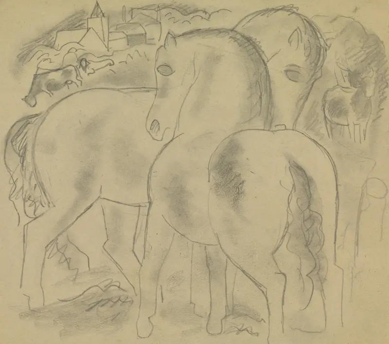 Landskap med hästar av Leo Gestel