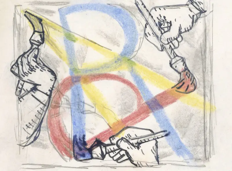 Omslag till månadstidskriften Verf en Kunst av P.A. Regnault (design) av Leo Gestel