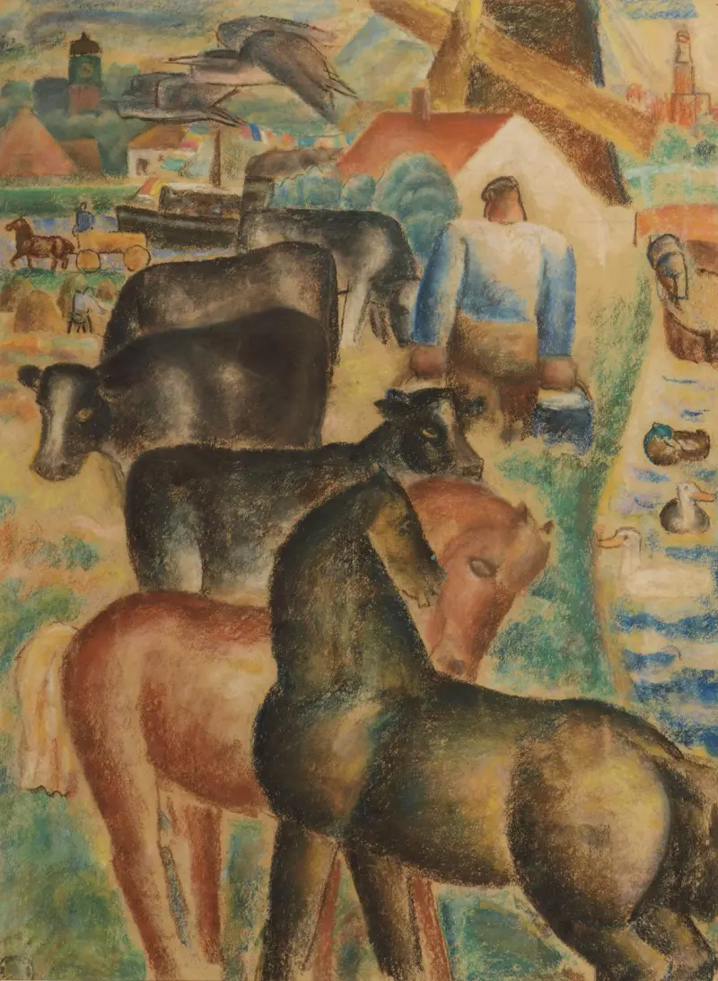 Mjölkningstid på gården av Leo Gestel