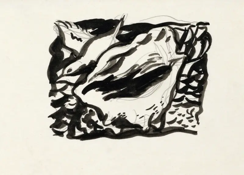 Entwurf für eine Vignette; Muschel und Möwe von Leo Gestel