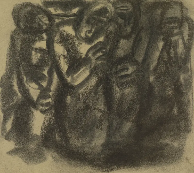 Skiss av en grupp människor 2 av Leo Gestel