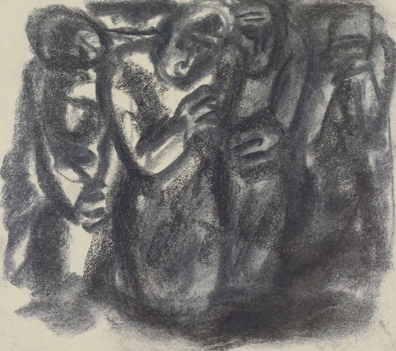 Skizze einer Menschengruppe von Leo Gestel