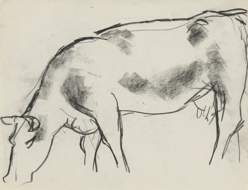 Skiss av en ko av Leo Gestel