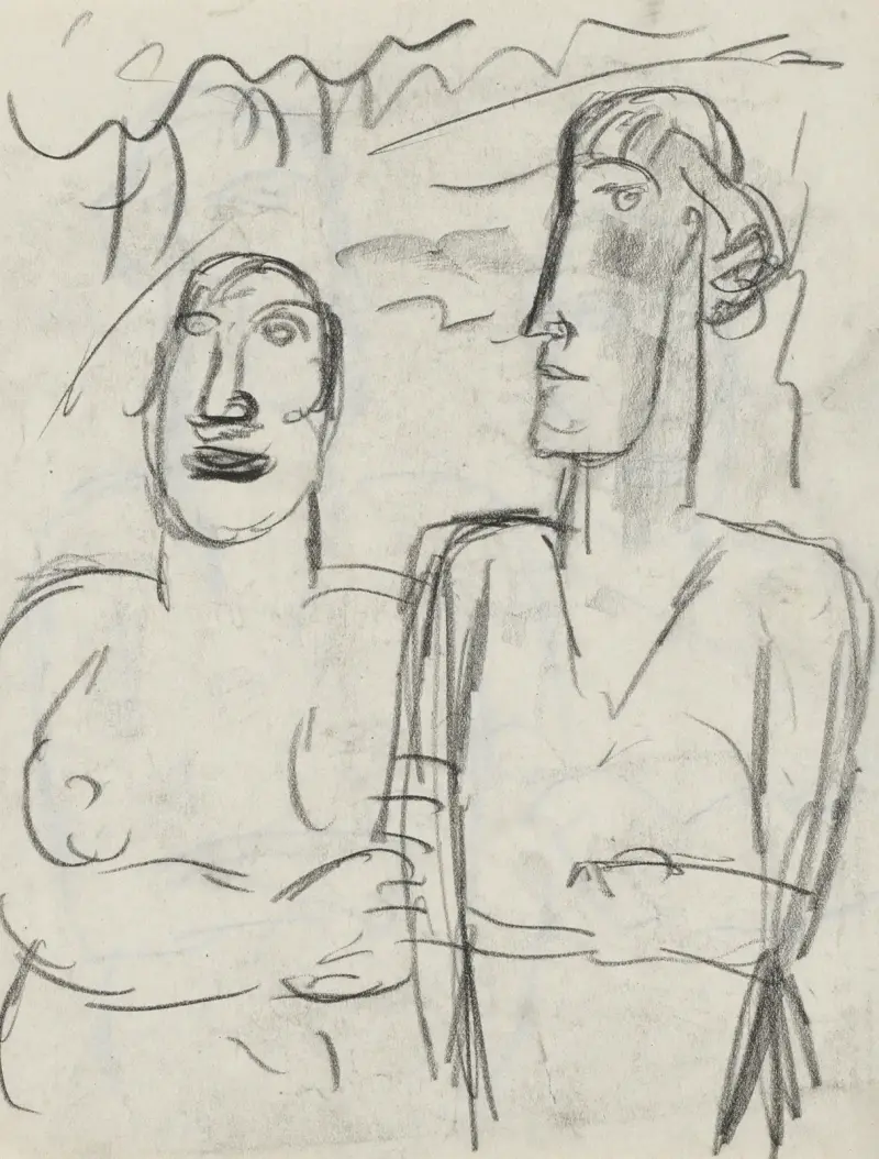 Skiss av en man och en kvinna av Leo Gestel