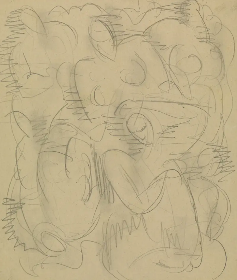 Skissblad med klotter av Leo Gestel