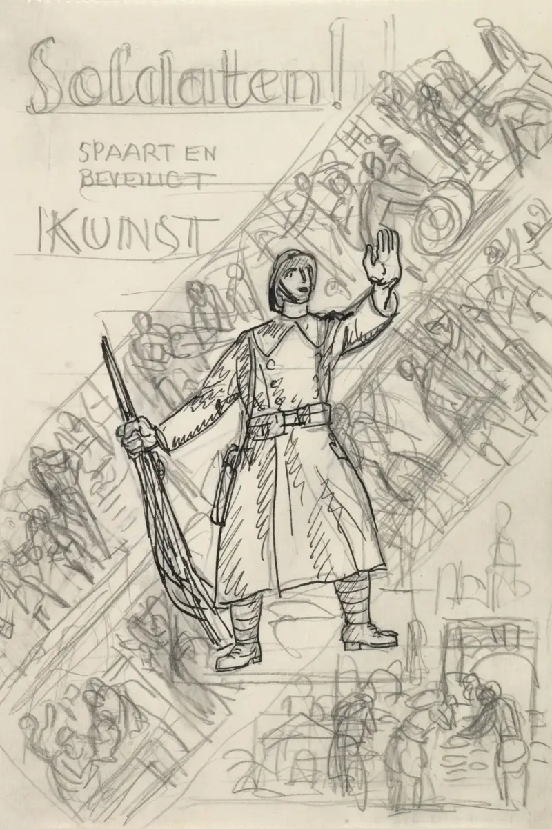 Soldaten ! spaart en beveiligt kunst av Leo Gestel