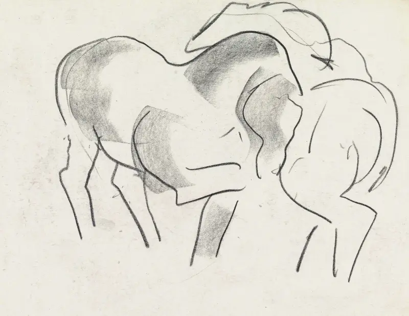Studieblad med hästar av Leo Gestel