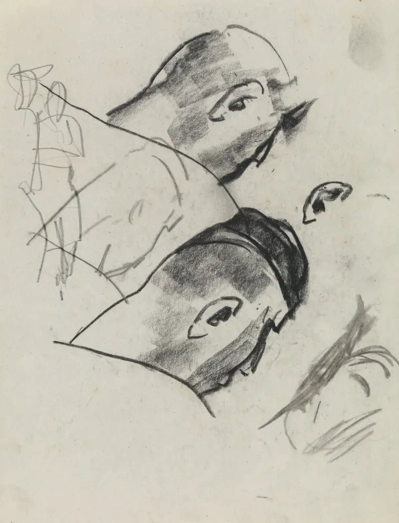 Studieblad med skiss av en man av Leo Gestel