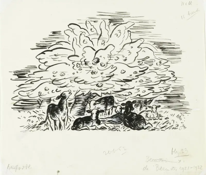 Vignet voor biografie van Gestel door Prof. W. van der Pluym av Leo Gestel