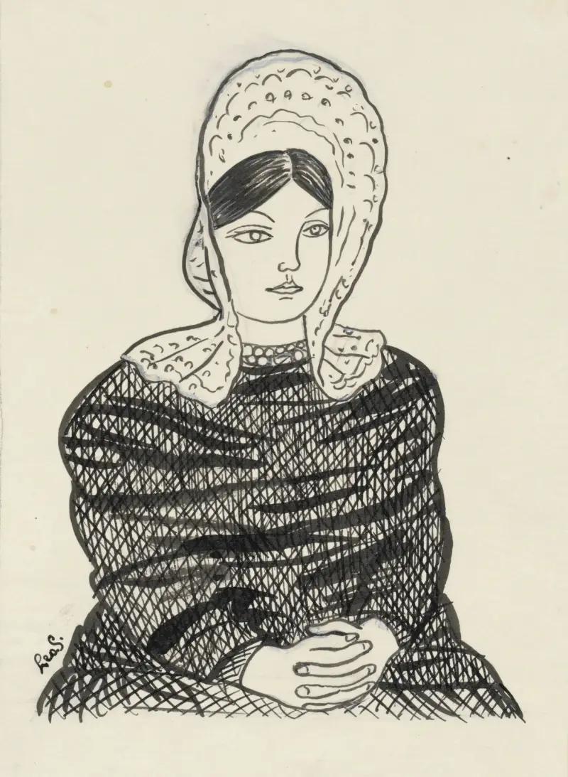 Kvinna med hätta på huvudet av Leo Gestel
