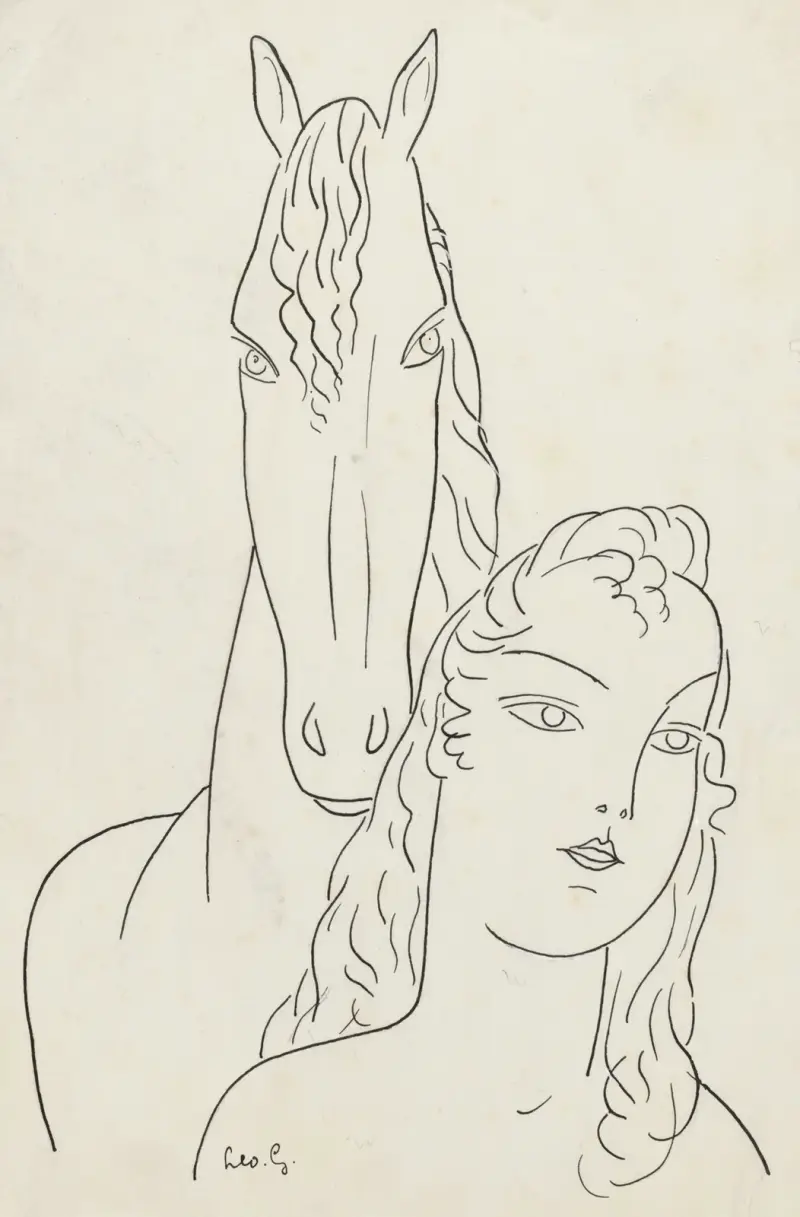 Kvinna med häst av Leo Gestel