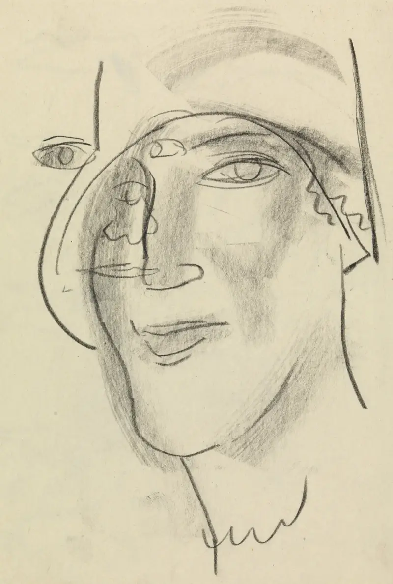Kvinnohuvud av Leo Gestel