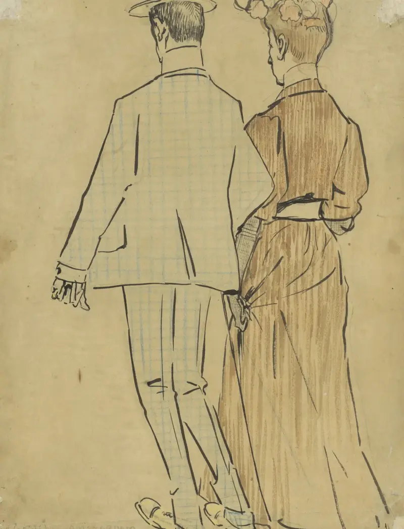 Paret på väg, sett bakifrån av Leo Gestel