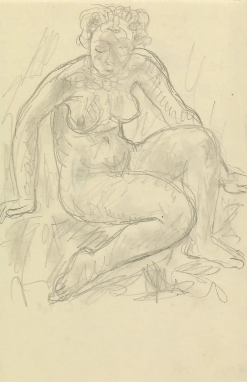 Sittande kvinnlig naken av Leo Gestel
