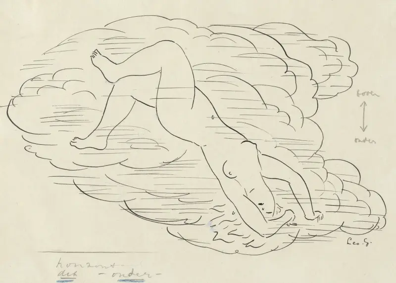 Simmande kvinnlig naken av Leo Gestel