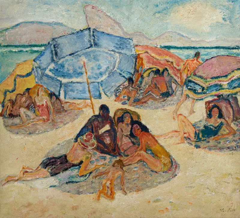 Det blåa parasollet framför Sockertoppen av Leo Putz