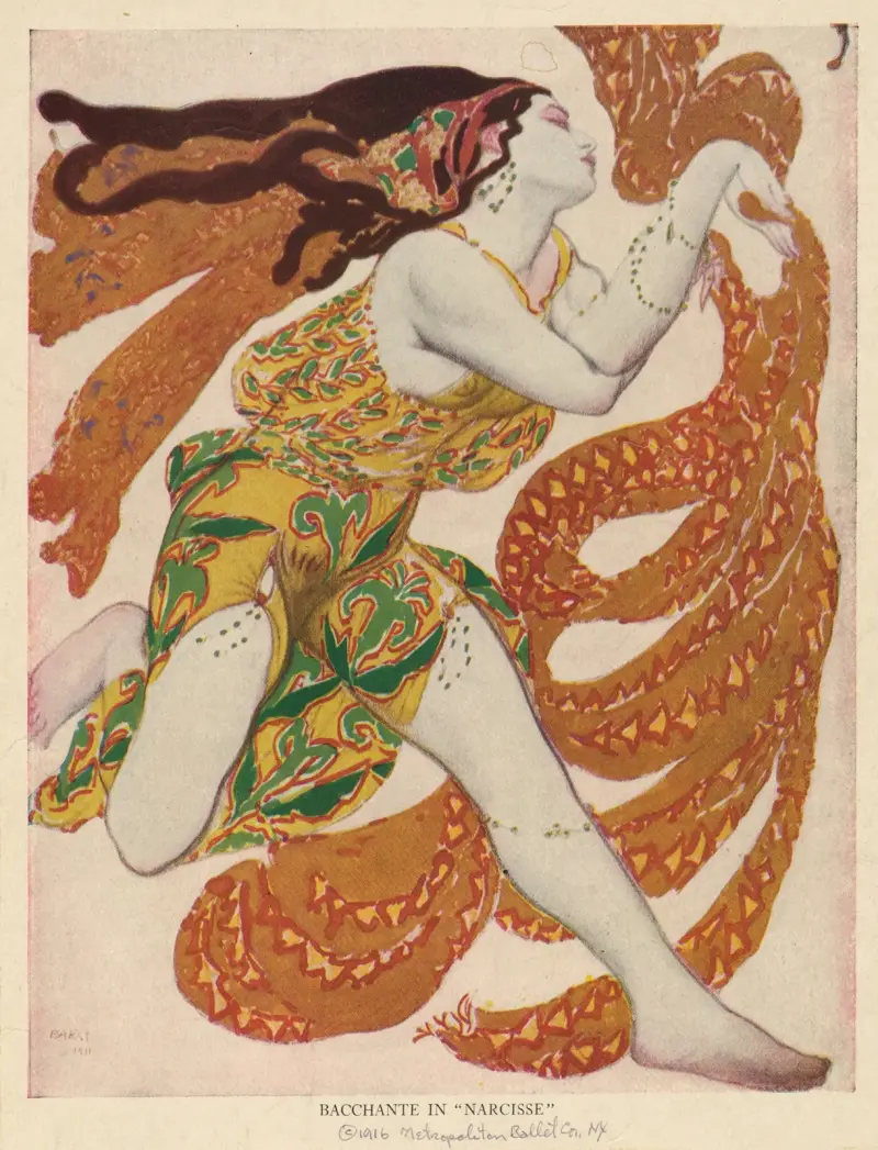 Bacchante in ‘Narcisse’ av Léon Bakst