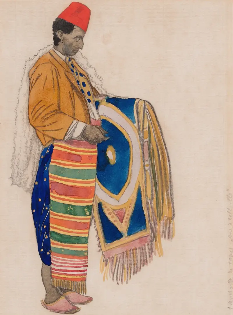 Costume design for ‘Aladin ou la Lampe Merveilleuse’; Le Marchand de tapis av Léon Bakst