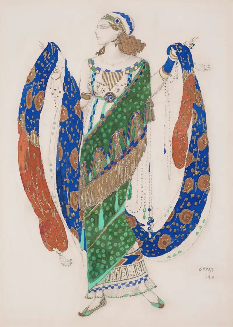 Kostymdesign för en orientalisk dansös av Léon Bakst