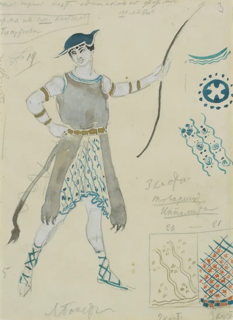 Kostýmní návrh pro Hippolyta, Léon Bakst