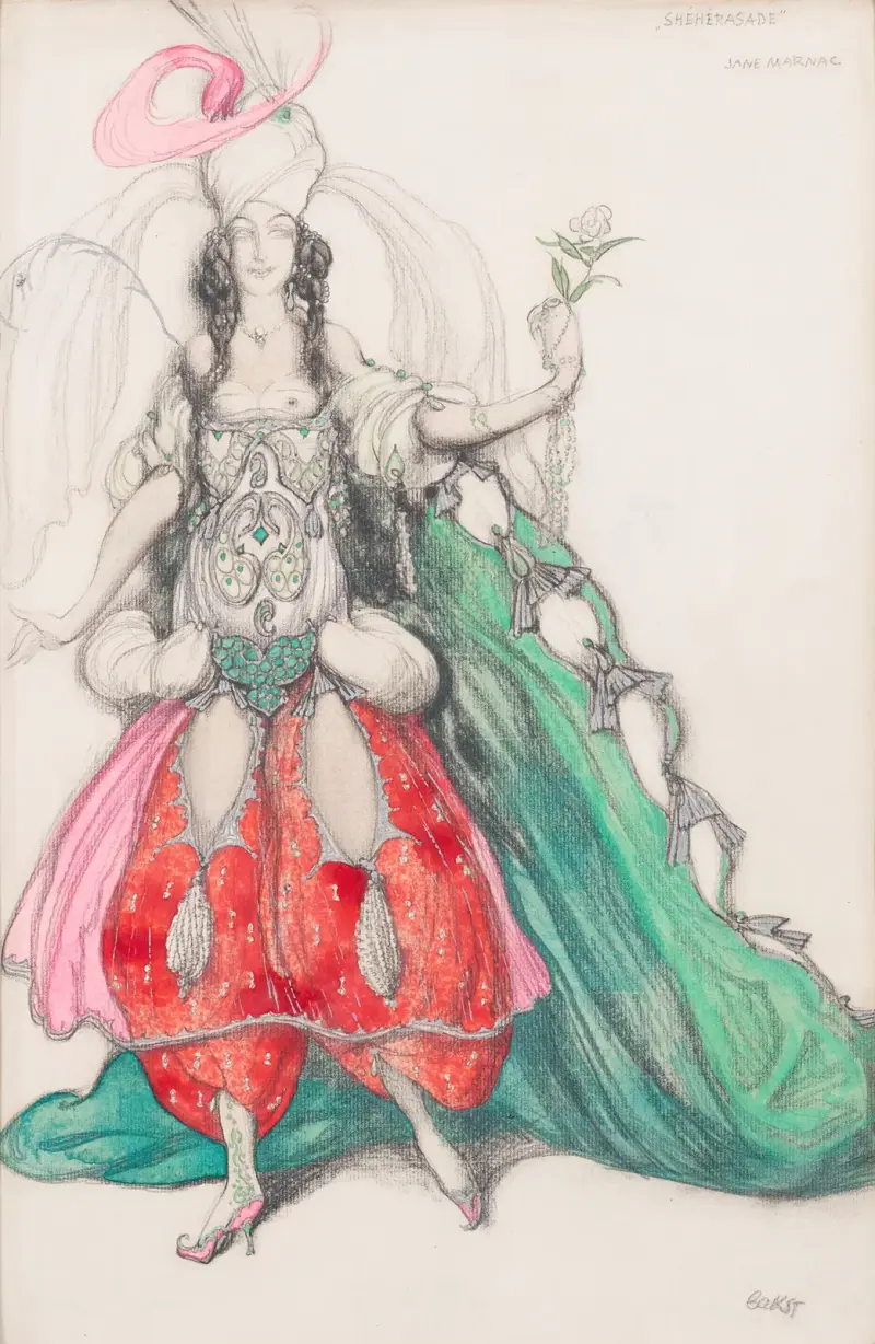 Kostymdesign för Jane Marnac av Léon Bakst