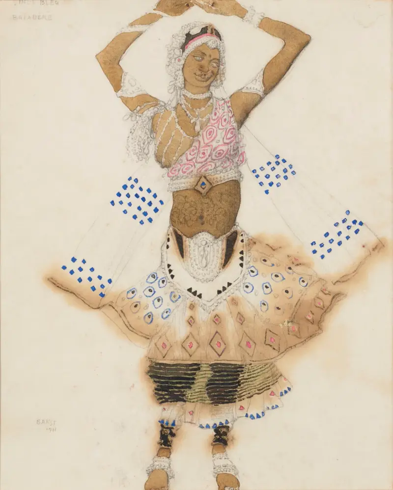 Costume design for ‘Le Dieu Bleu’; Bayadère av Léon Bakst