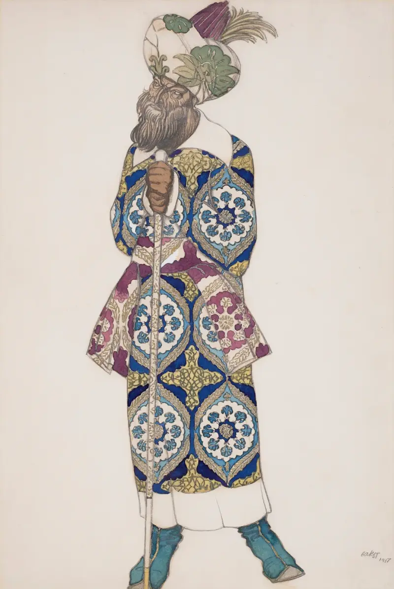 Costume design for ‘Sadko’; Indian guest av Léon Bakst