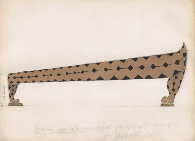 Design för en dagbädd, använd av Ida Rubinstein under repetitionerna av Cleopatra av Léon Bakst