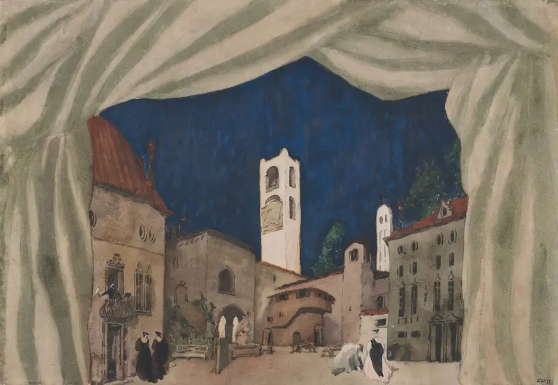 Design for a Stage Set for the Ballet ‘Le Donne de Buon Umore’ (The Good Humored Ladies) av Léon Bakst