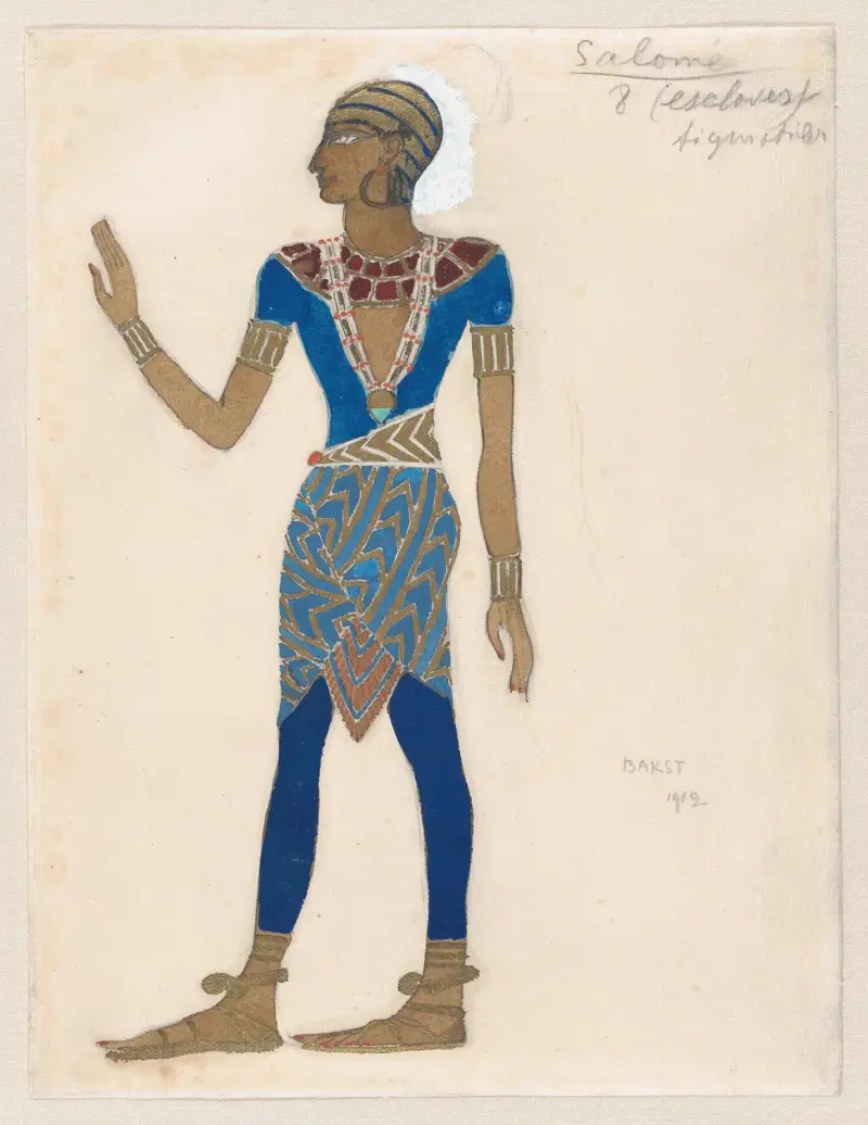 Entwurf für das Kostüm eines Sklaven für das Ballett „La Tragédie de Salomé“ von Léon Bakst