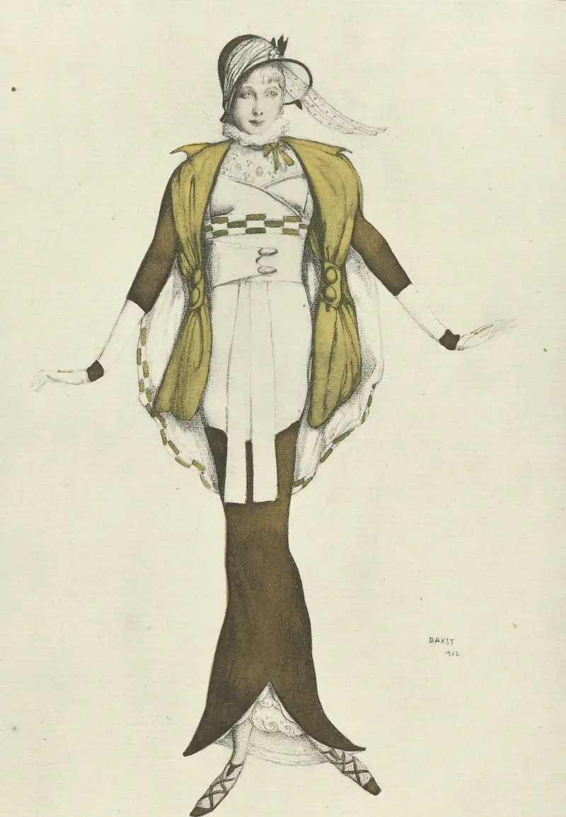 PHILOMÈLE / Robe de Bakst réalisée par Paquin, 1912 av Léon Bakst