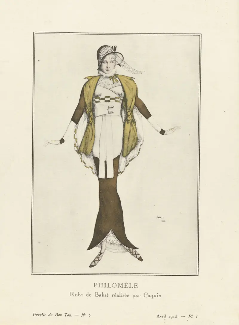 PHILOMÈLE Robe de Bakst réalisée par Paquin, 1913 av Léon Bakst