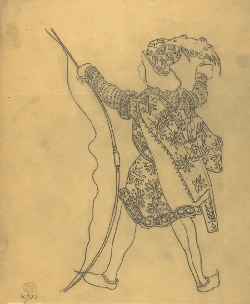 Skiss av en balettkostym; Sankt Sebastian av Léon Bakst