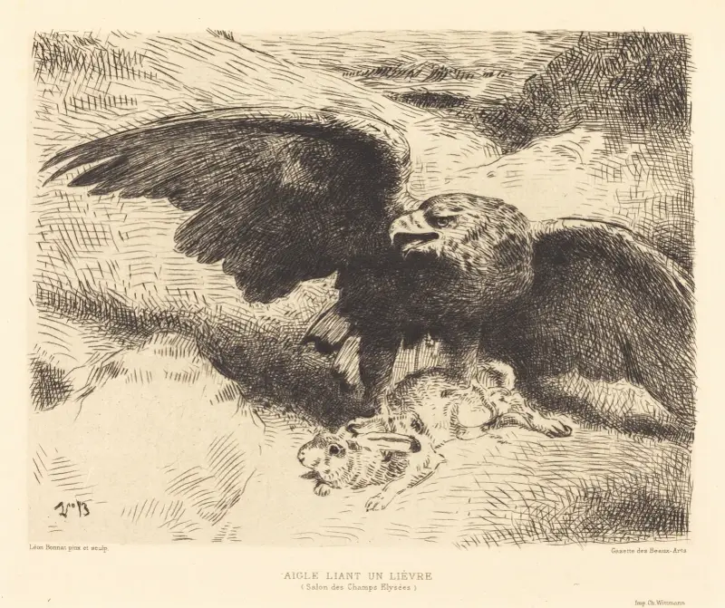 Aigle Liant un Lièvre (An Eagle Pouncing on a Hare) av Léon Bonnat