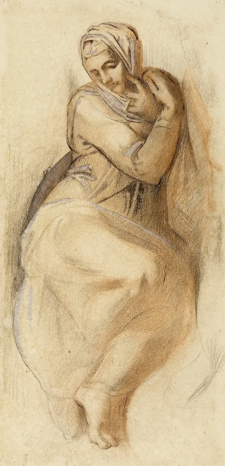 Etude de la Vierge du Jugement Dernier de la Chapelle Sixtine à Rome, par Michel-Ange av Léon Bonnat