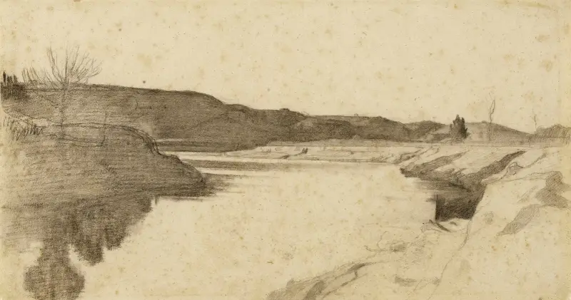 Paysage des bords du Tibre av Léon Bonnat