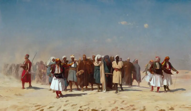 Egyptiska rekryter korsar öknen av Jean-Léon Gérôme